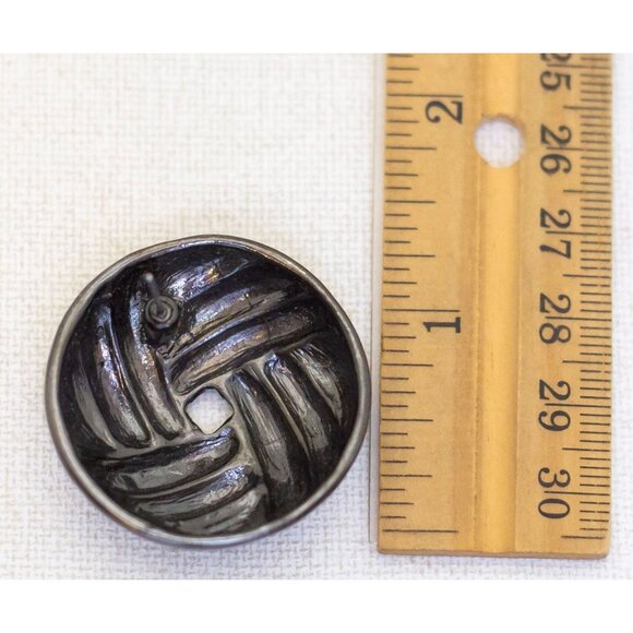 Vintage Weaved Ball Silver Tone Hoop Earrings - AA1 - Picture 2 of 2